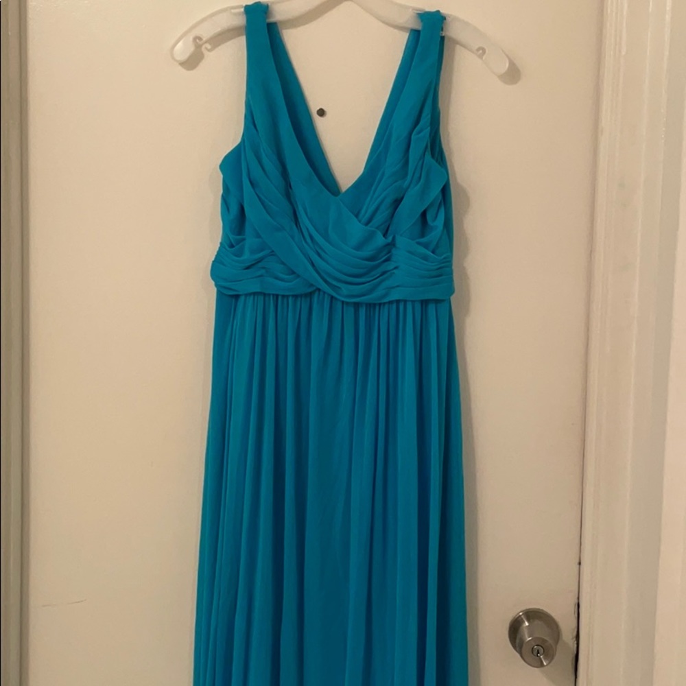 David’s Bridal Long Dress with Cowl Back Detail